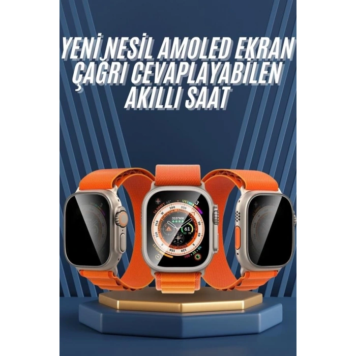 Mey İthalat® Ultra Max Kordon Kilitli Akıllı Saat Amoled Ekran Titreşimli Çağrı Cevaplayabilen