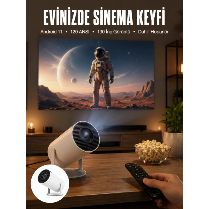 Mey İthalat® USB ve Kablosuz Bağlantı Özellikli 5000 Saat Ampul Ömürlü Projeksiyon Yeni Nesil