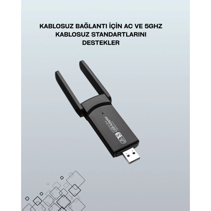 Mey İthalat® USB WiFi Adaptör – 1200 Mbps Hız