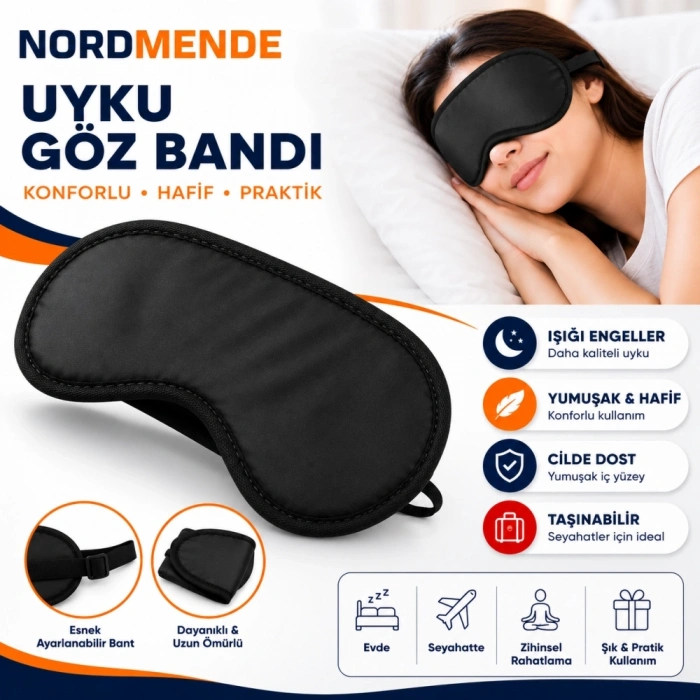 Mey İthalat®  Uyku Göz Bandı | Premium Işık Geçirmez Göz Maskesi