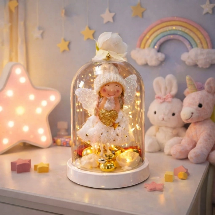 Mey İthalat®  Venüs ışıltısı Led Işıklı Melek Fanus