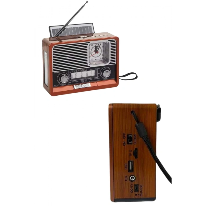 Mey İthalat® Vintage Nostaljik Radyo AUX USB SD Kart Girişli Şarjlı Bluetooth Bağlantılı