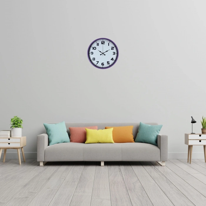 Mey İthalat® Violet Mor 36 Cm Standart Duvar Saati