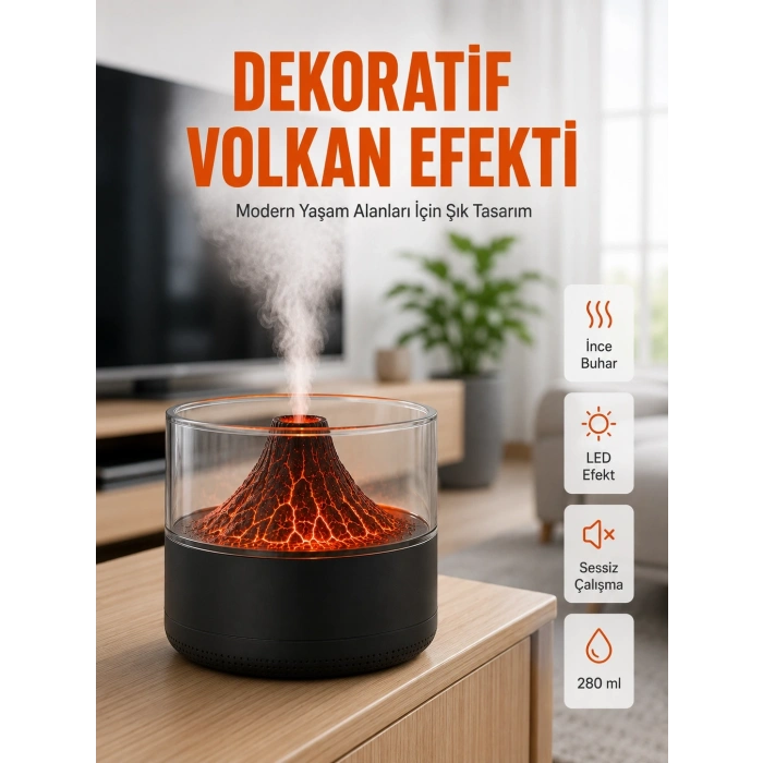 Mey İthalat® Volkanik Tasarımlı LED Işıklı Ultrasonik Nemlendirici