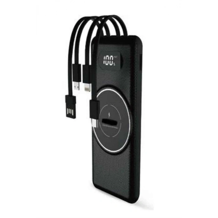 Mey İthalat® Wireless Powerbank 10000 Mah LED Ekranlı Dahili Kablolu Hızlı Şarj