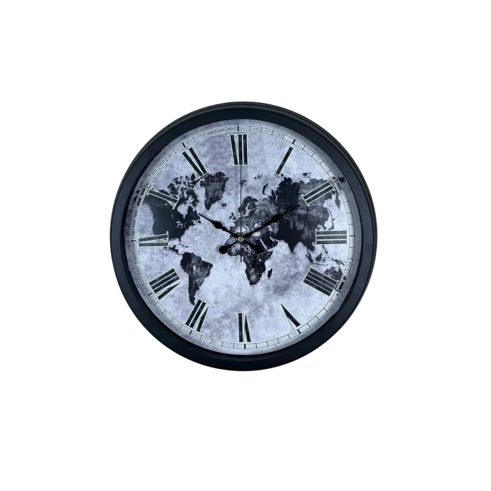 Mey İthalat® Worldline Black 40 Cm Metal Duvar Saati