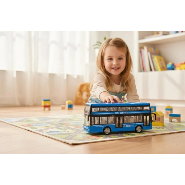 Mey İthalat® WY912B PİLLİ SESLİ ÇİFT KAT OYUNCAK OTOBÜS