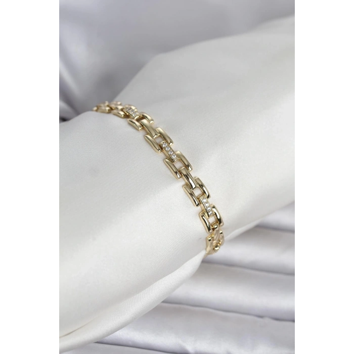 Mey İthalat® Xuping Zincir Model Gold Renk Kadın Bileklik