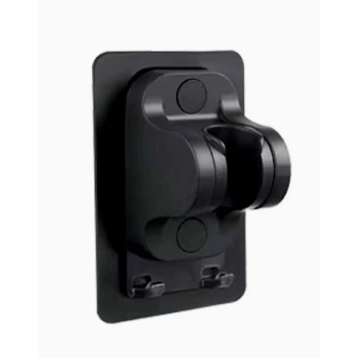 Mey İthalat® Yapışkanlı Duş Başlığı Tutucu Ayarlı Askılı Siyah