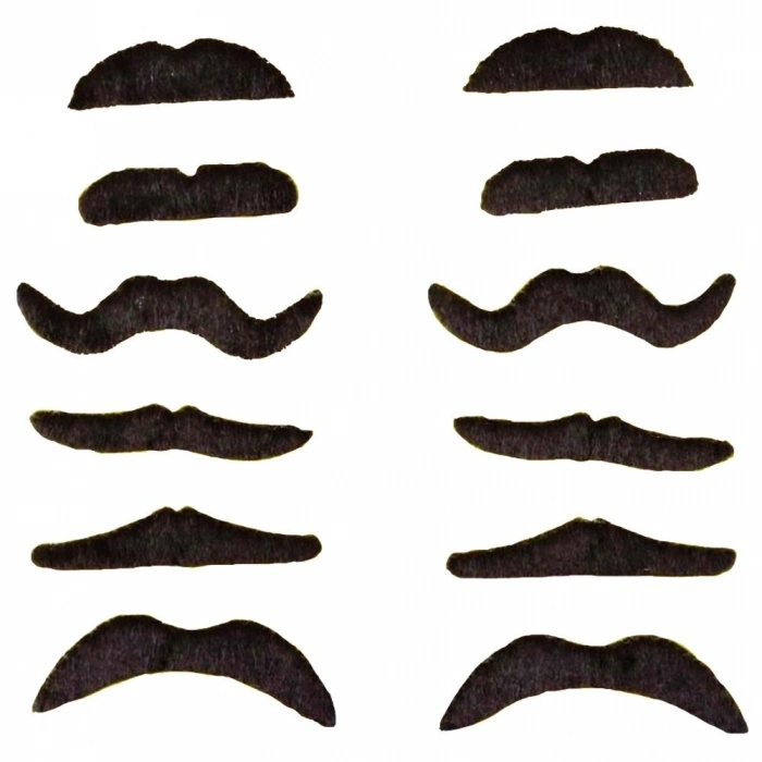 Mey İthalat® Yapışkanlı Takma Bıyık 6 Model 12 Adet Set