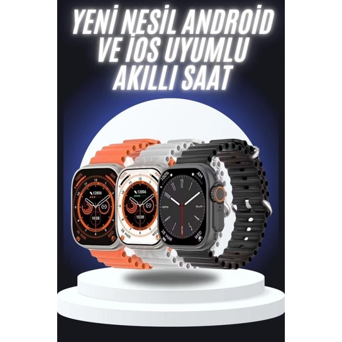 Mey İthalat® Yeni Nesil Akıllı Saat Çok Yönlü Titreşimli 49 MM Android ve İOS Uyumlu
