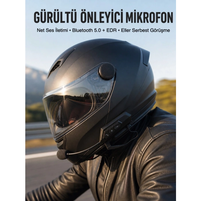 Mey İthalat® Yeni Nesil Dinleme Ve Konuşma Özellikli Intercom Kask Kulaklığı 5.0 Bluetooth