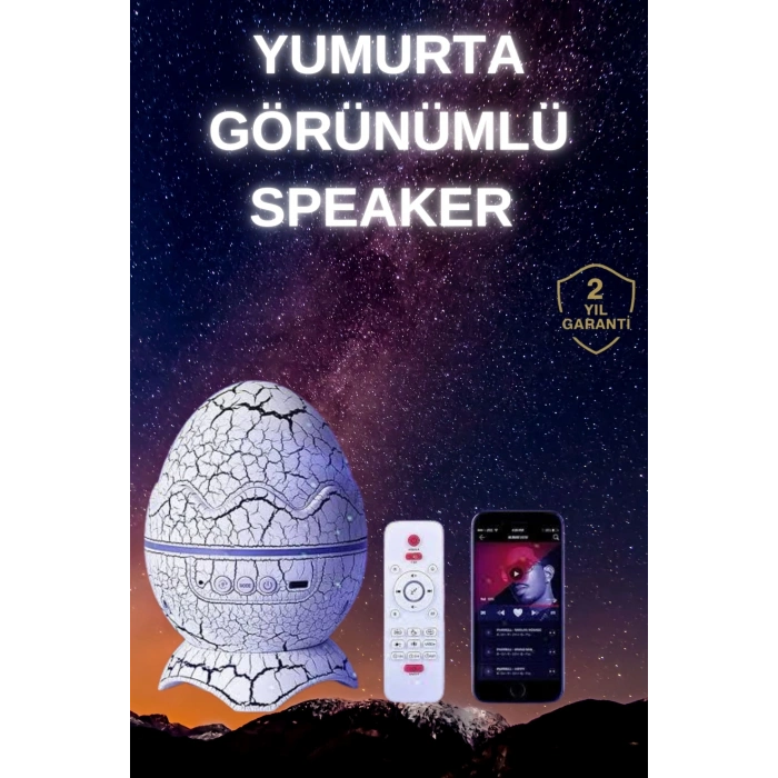 Mey İthalat® Yumurta Şeklinde Su Dalgalı Bluetooth Speaker Lamba Renkli Şarjlı