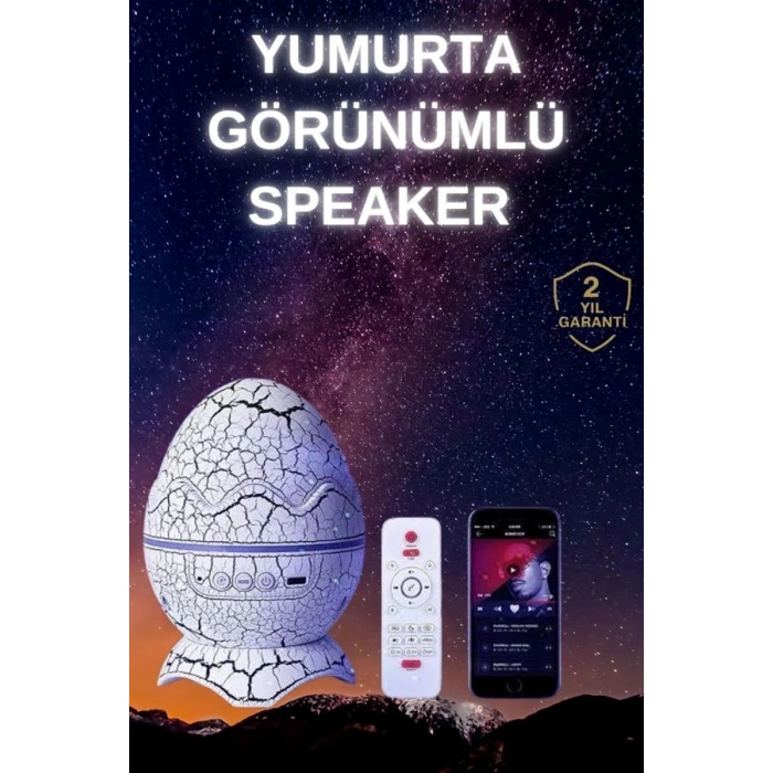 Mey İthalat® Yumurta Şeklinde Su Dalgalı Bluetooth Speaker Lamba Renkli Şarjlı Yeni Nesil