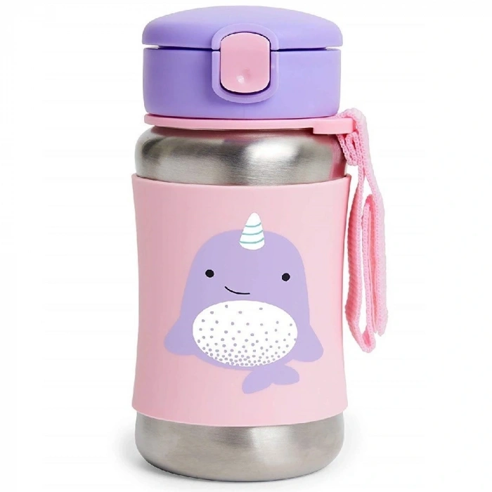 Mey İthalat®   Zoo Pipetli Paslanmaz Çelik Suluk 350 ml Narwhal