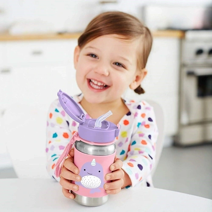 Mey İthalat®   Zoo Pipetli Paslanmaz Çelik Suluk 350 ml Narwhal