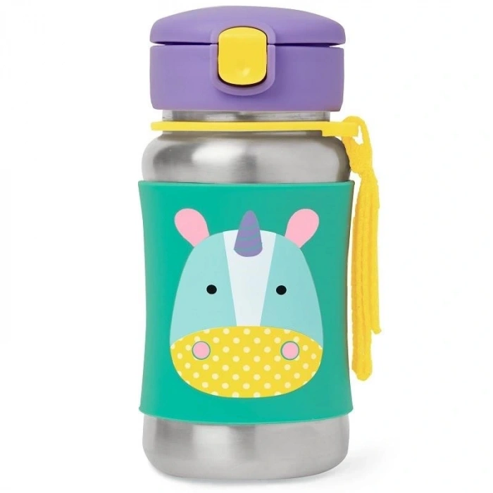 Mey İthalat®   Zoo Pipetli Paslanmaz Çelik Suluk 350 ml Unicorn