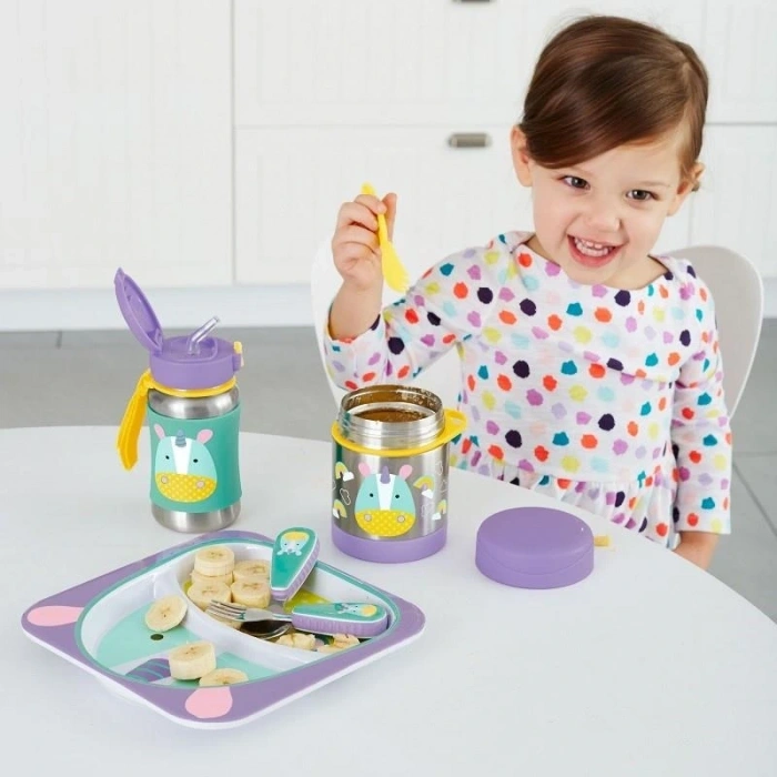 Mey İthalat®   Zoo Pipetli Paslanmaz Çelik Suluk 350 ml Unicorn