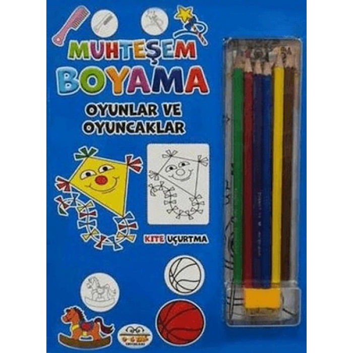 Muhteşem Boyama - Oyunlar ve Oyuncaklar + 6lı Boya Kalemi