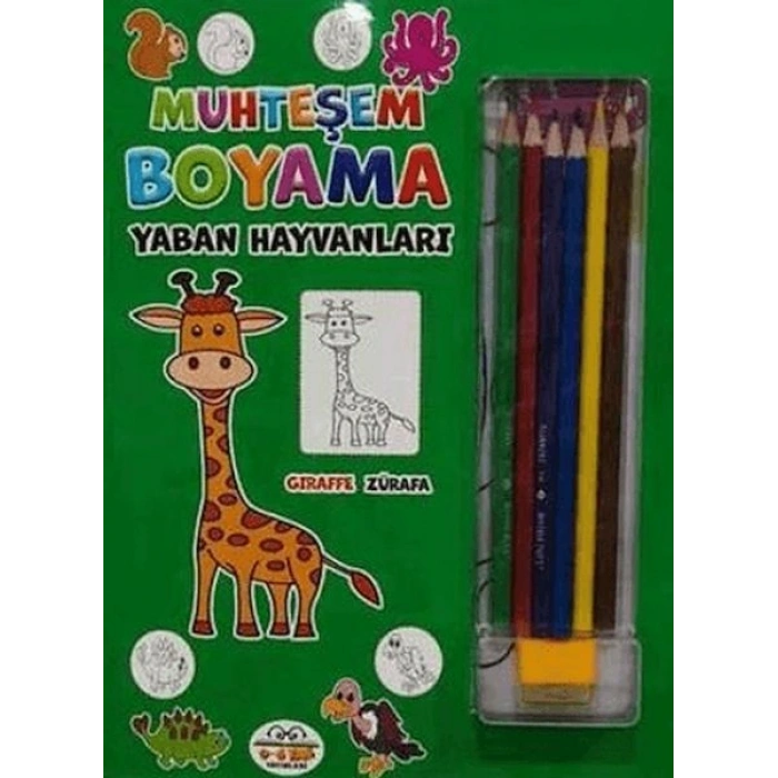 Muhteşem Boyama - Yaban Hayvanları + 6lı Boya Kalemi