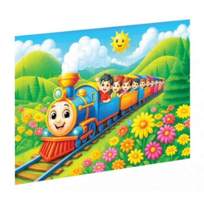 Renkli Tren Ahşap Puzzle