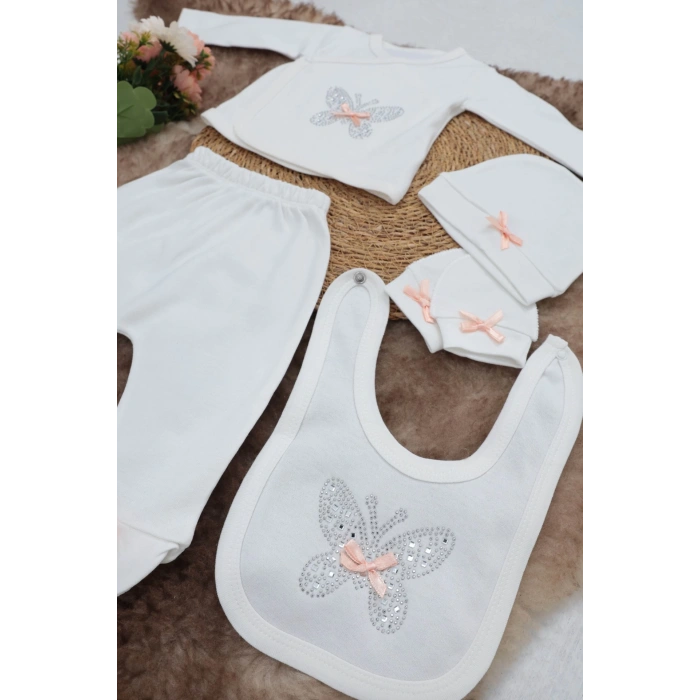 Sema Baby 5 Parça Hastane Çıkışı Zıbın Seti 0-3 Ay - Butterfly