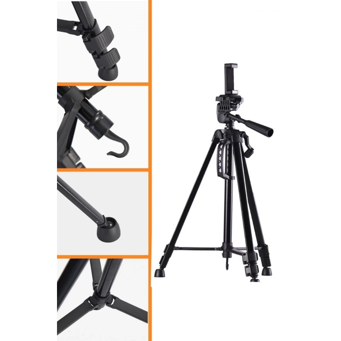 Telefon ve Fotoğraf Makinası Takılabilen Bluetooth Kumandalı 146 cm Tripod