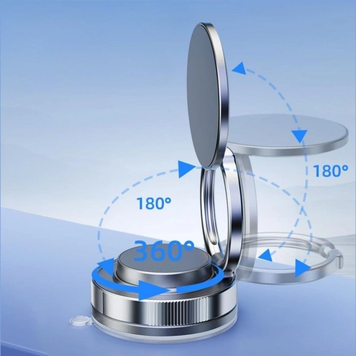 Vakumlu Manyetik Telefon Tutucu – Güçlü Vakum 360° Döner Araç İçi Telefon Standı, Ultra Sabit Manyetik Destekli Mobil Cihaz Aparatı
