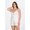 Arias Closet Büyük Beden Ekru Şort Takımı
