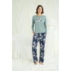 Arias Closet Çiçek ve Yaprak Desenli Baskılı Pijama Takımı