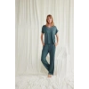 Arias Closet Kısa Kollu V Yakalı Dantelli Pijama Takımı