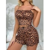 Arias Closet Leopar Desenli İnce Askılı Şortlu Pijama Takımı