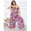 Arias Closet Özel Tasarım Büyük Beden Kırmızı Çiçek Desenli Bol Kesim 2li Pijama Takımı