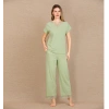 Arias Closet Pamuklu Şık Tasarım Dantel İşlemeli Yeşil Kısa Kol Pijama Takımı