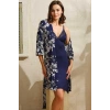 Arias Closet Viskon Çiçek Baskılı Sabahlık ve Dantelli Kısa Gecelik Takım