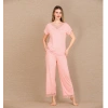 Arias Closet Viskon Şık Tasarım Dantel İşlemeli Açık Pembe Kısa Kol Pijama Takımı