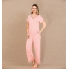 Arias Closet Viskon Şık Tasarım Dantel İşlemeli Açık Pembe Kısa Kol Pijama Takımı