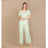 Arias Closet Viskon Şık Tasarım Dantel İşlemeli Açık Yeşil Kısa Kol Pijama Takımı