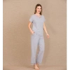 Arias Closet Viskon Şık Tasarım Dantel İşlemeli Gri Kısa Kol Pijama Takımı