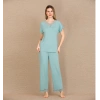 Arias Closet Viskon Şık Tasarım Dantel İşlemeli Mint Yeşil Kısa Kol Pijama Takımı