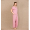 Arias Closet Viskon Şık Tasarım Dantel İşlemeli Pembe Kısa Kol Pijama Takımı