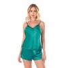Arias Closet Zümrüt Saten Babydoll Şort Takımı 9102