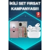 CEYLAN ADAM 3 Kordonlu Pembe Amoled Ekran Akıllı Saat ve Yeni Nesil Pro Kablosuz Bluetooth Kulaklık ANC/ENC