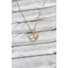 CEYLAN ADAM 316L Çelik Zincir Gold Renk Kalp ve Fiyonk Model Zirkon Taşlı Kadın Kolye
