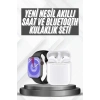 CEYLAN ADAM Akıllı Saat Gümüş Kasa Bluetooth Kulaklık Hediyeli Çok Fonksiyonlu İkili Set