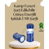 CEYLAN ADAM Güneş Enerjili Katlanabilir Kamp Feneri – USB Şarjlı, Hafif ve Çok Fonksiyonlu