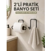Mey İthalat® 2’li Yapışkanlı Banyo Düzenleme Seti Rulo Kağıt Tutucu ve Havlu Askılığı