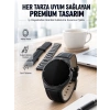 Mey İthalat® 3 Kordonlu AMOLED Ekran Bluetooth Aramalı Akıllı Saat Metal, Deri ve Silikon Kordon Seti