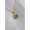 Mey İthalat® 316L Çelik Gold Renk Çiçek Figür Kadın Kolye