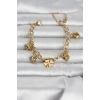 Mey İthalat® 316L Çelik Gold Renk Yonca ve Dorikalı Kadın Bileklik
